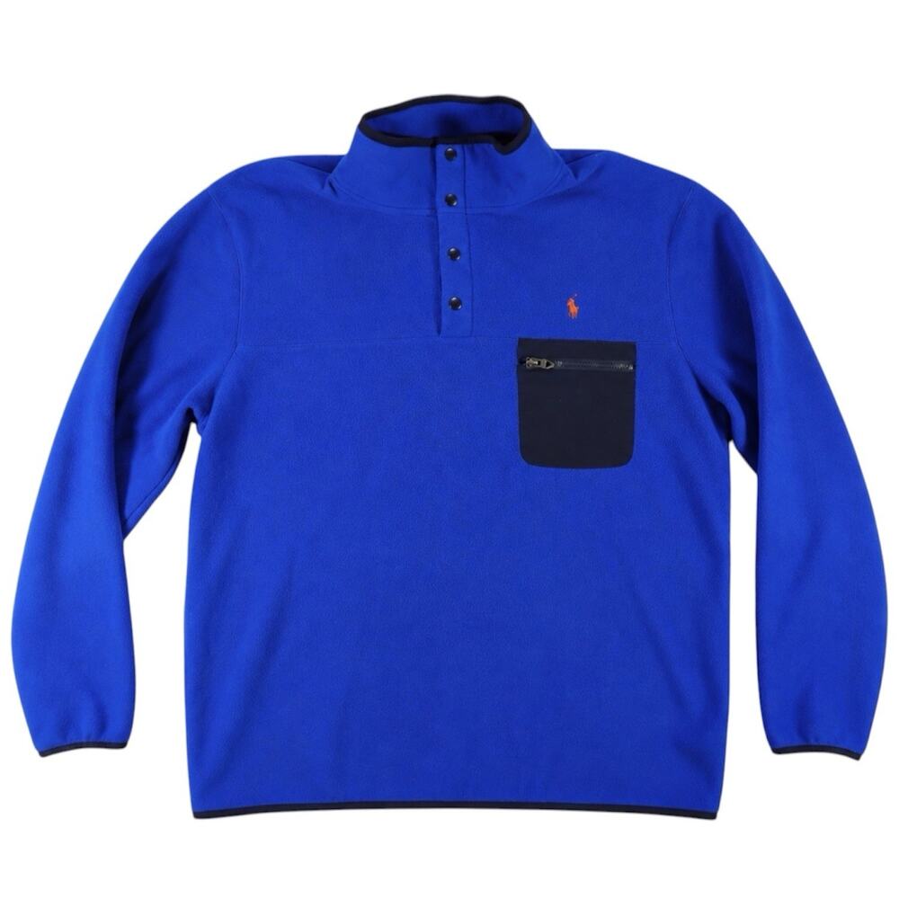 Polo Ralph Lauren Snap Fleece Pullover XL Blue Men Gorpcore Outdoor Mock Neck